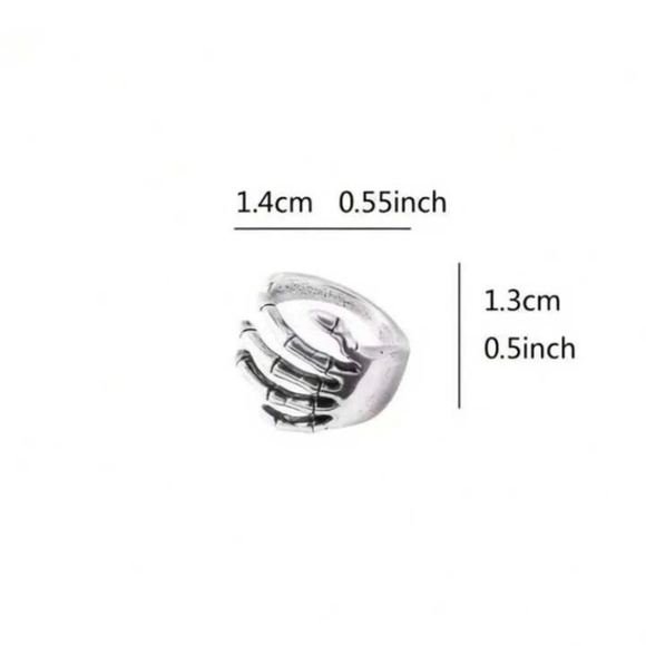 Gothic Style Vintage Skull Design Hand Bone Clip-On Earring, Non Pierced Ear Cuf - Picture 3 of 3